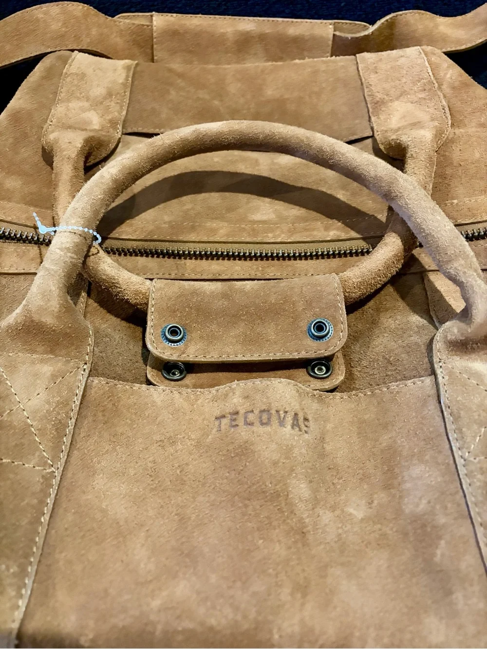 Tecovas Weekender Tan Suede Leather Medium Duffle Bag